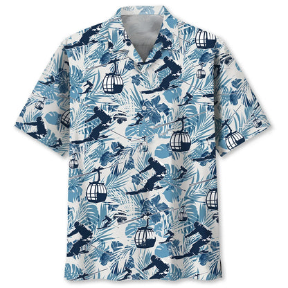 Skiing Hibiscus Hawaiian Shirt, custom shirt gift for men