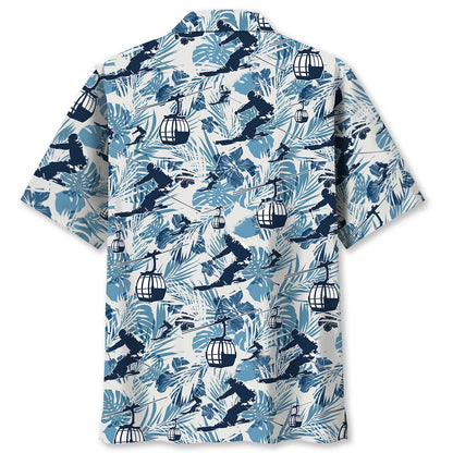 Skiing Hibiscus Hawaiian Shirt, custom shirt gift for men (view 2)
