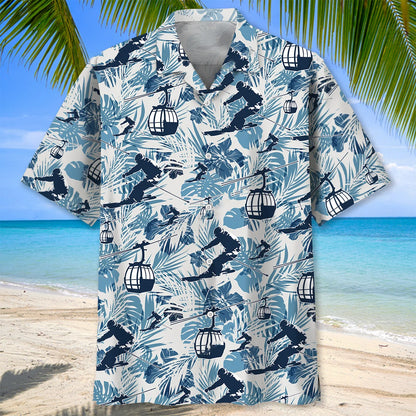 Skiing Hibiscus Hawaiian Shirt, custom shirt gift for men (view 3)