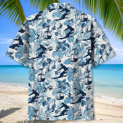 Skiing Hibiscus Hawaiian Shirt, custom shirt gift for men (view 4)