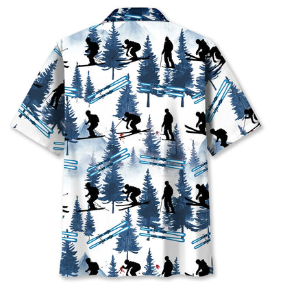 Skiing Mountain Blue Hawaiian Shirt, custom shirt gift for men (view 4)