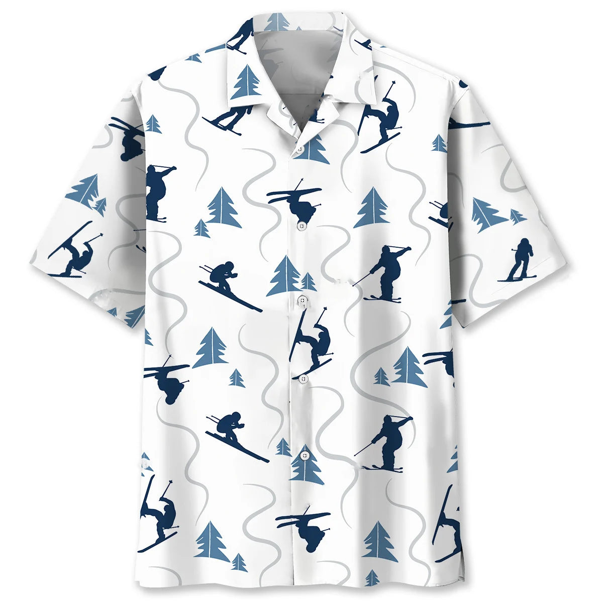 Skiing Mountain Hawaiian Shirt, custom shirt gift for men
