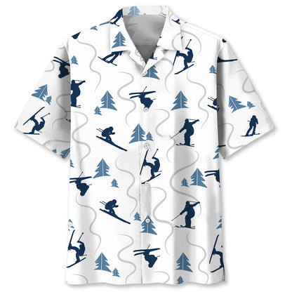 Skiing Mountain Hawaiian Shirt, custom shirt gift for men