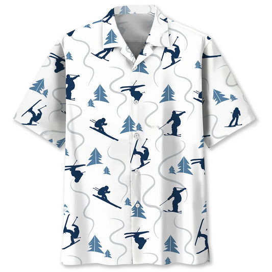 Skiing Mountain Hawaiian Shirt, custom shirt gift for men