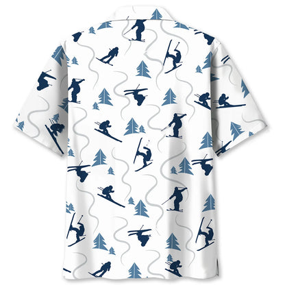 Skiing Mountain Hawaiian Shirt, custom shirt gift for men (view 2)