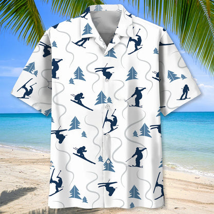 Skiing Mountain Hawaiian Shirt, custom shirt gift for men (view 3)