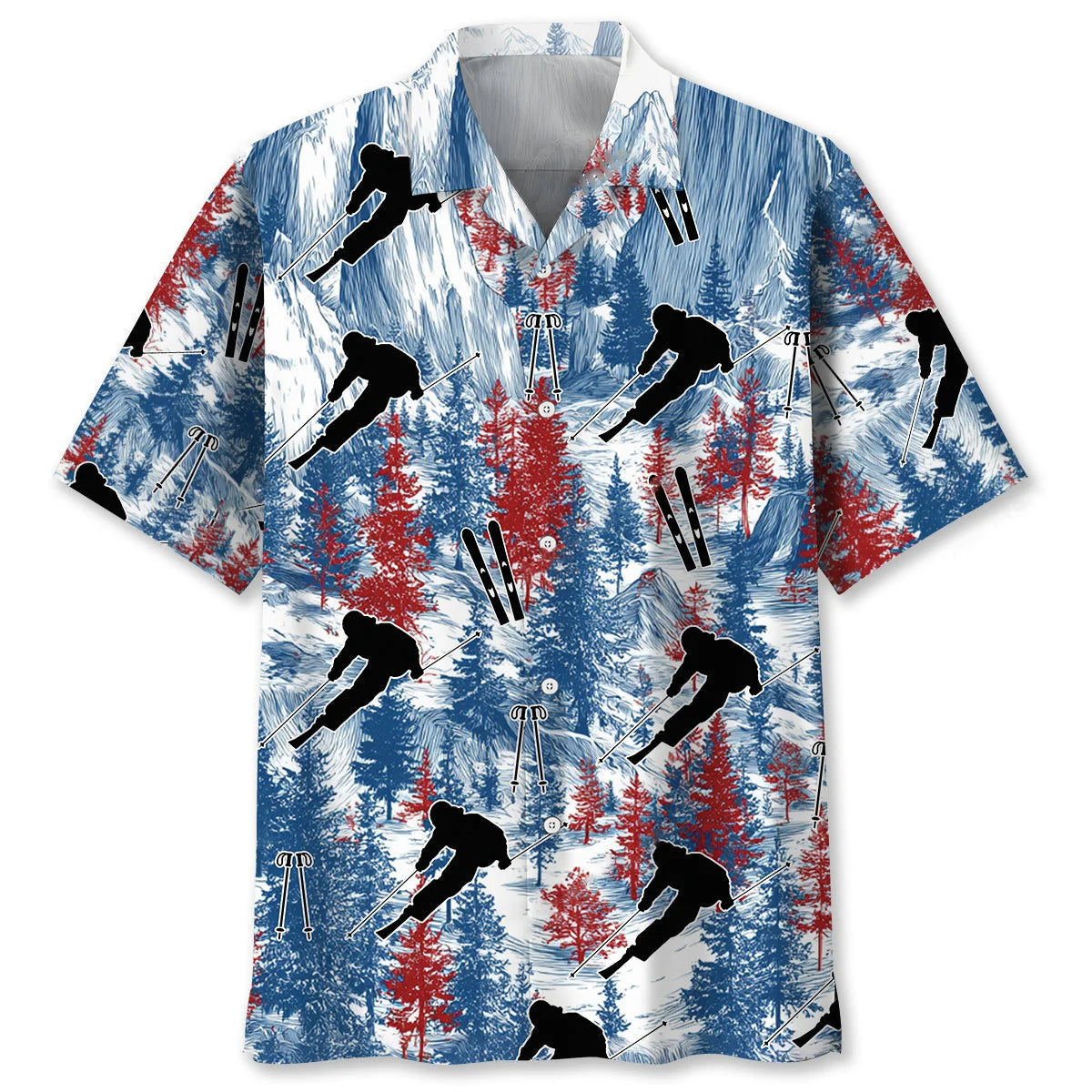 Skiing Mountain Usa Hawaiian Shirt, patriotic gift for 4th of July