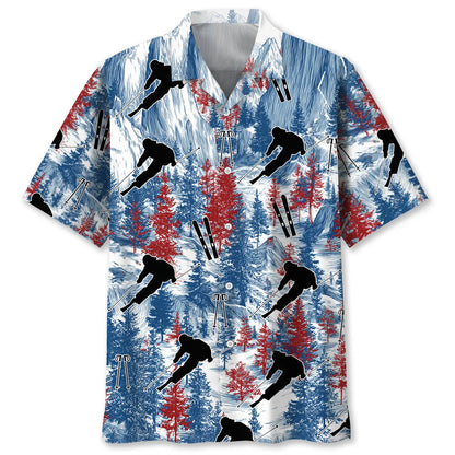 Skiing Mountain Usa Hawaiian Shirt, patriotic gift for 4th of July