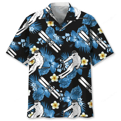 Skiing Nature Hawaiian Shirt, custom shirt gift for men