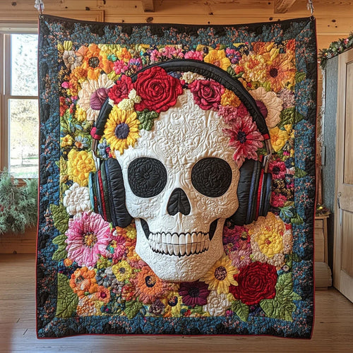 Skull Headphone Quilt Blanket