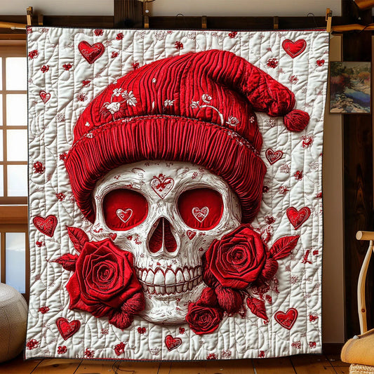 Skull Love Rose Quilt Blanket