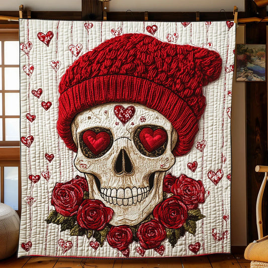 Skull Love Rose Quilt Blanket