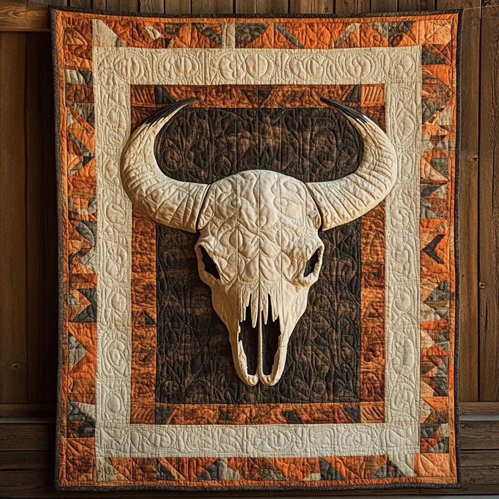 Skull Of The Plains Quilt Blanket