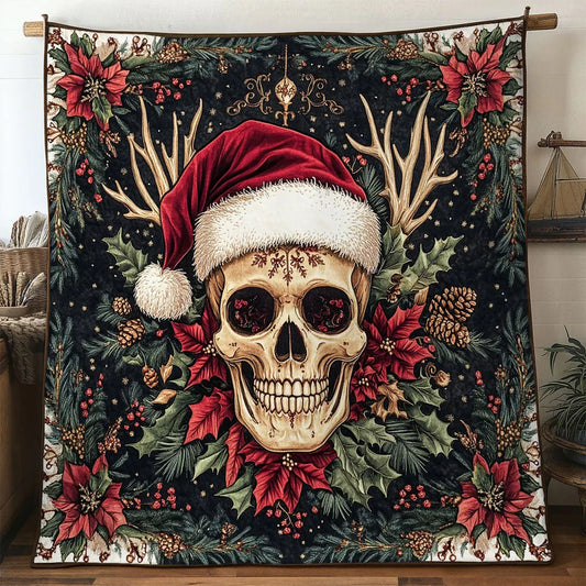 Skull Red Bloom Quilt Blanket