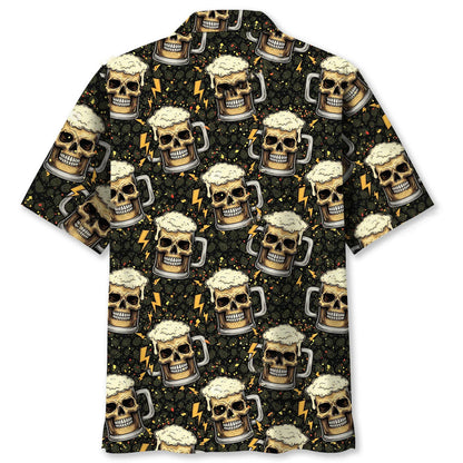 Skull Beer Mug Funny Hawaiian Shirt, custom shirt gift for men (view 2)