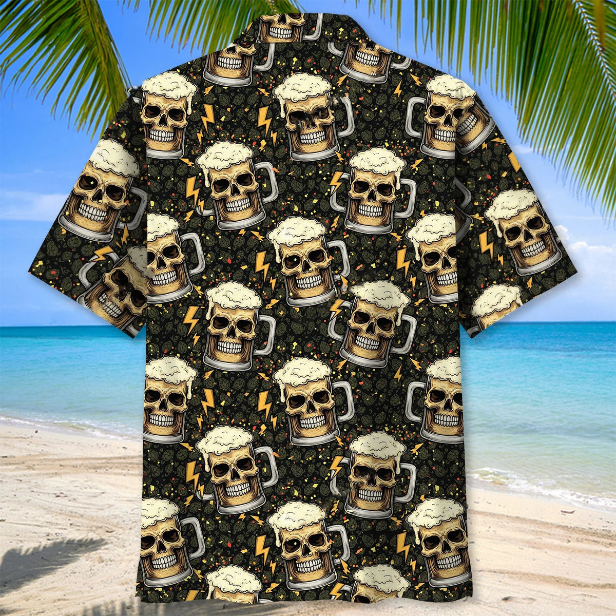 Skull Beer Mug Funny Hawaiian Shirt, custom shirt gift for men (view 4)