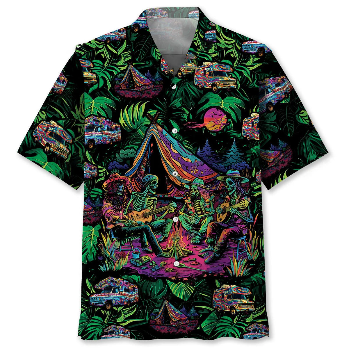 Skull Camping Stay Trippy Little Hippie Hawaiian Shirt, camping gift for outdoor lovers