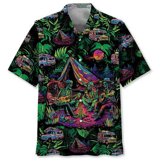 Skull Camping Stay Trippy Little Hippie Hawaiian Shirt, camping gift for outdoor lovers