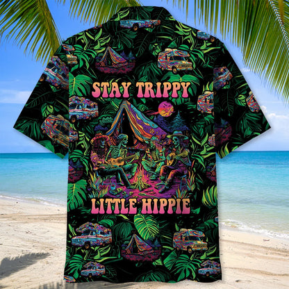 Skull Camping Stay Trippy Little Hippie Hawaiian Shirt, camping gift for outdoor lovers (view 3)