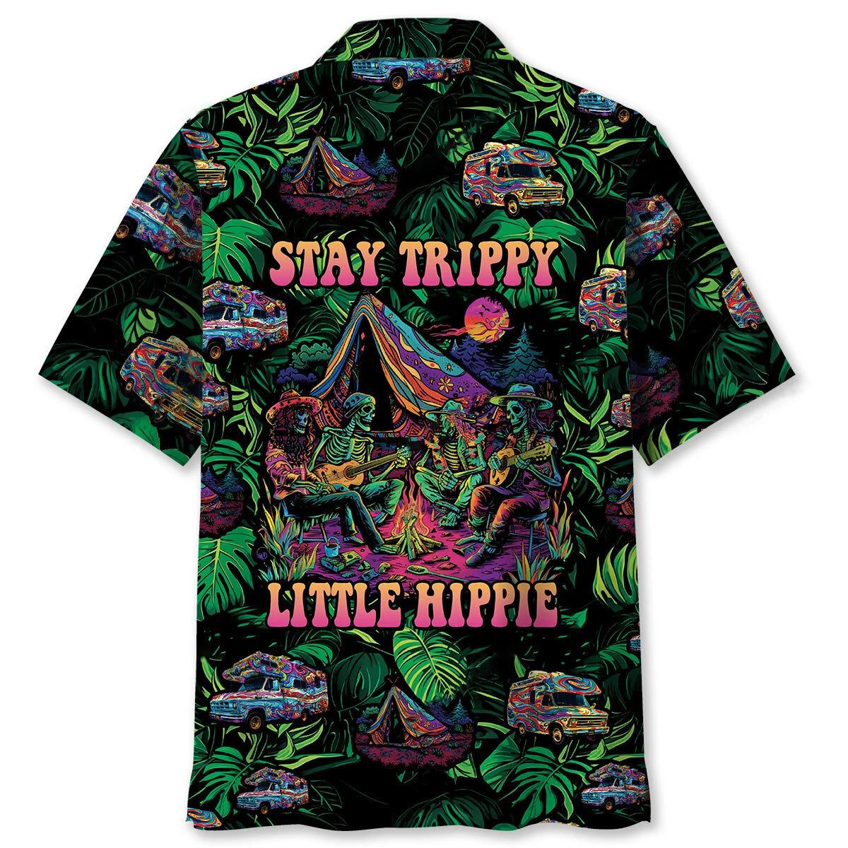 Skull Camping Stay Trippy Little Hippie Hawaiian Shirt, camping gift for outdoor lovers (view 4)