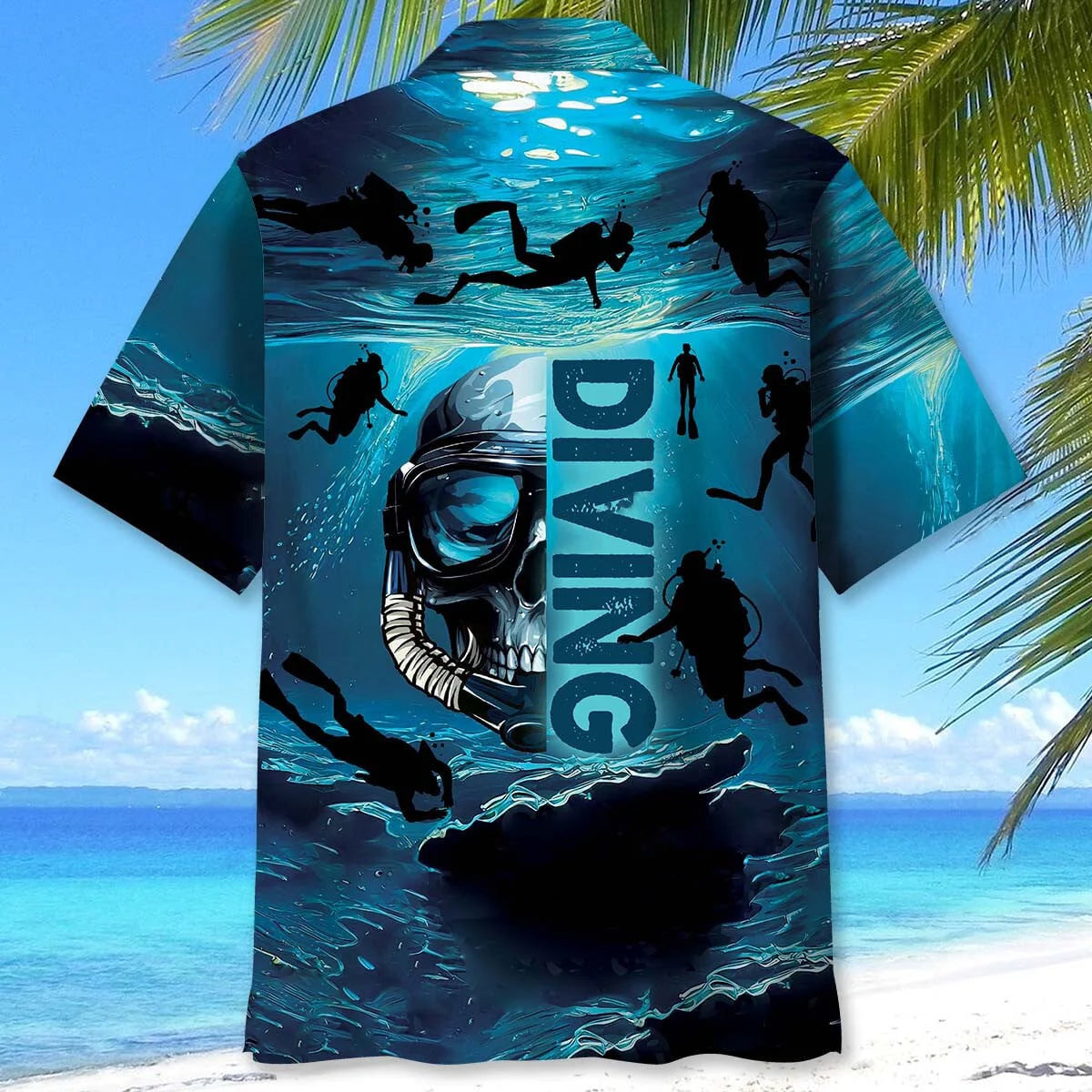 Skull Diving Hawaiian Shirt, custom shirt gift for men (view 2)