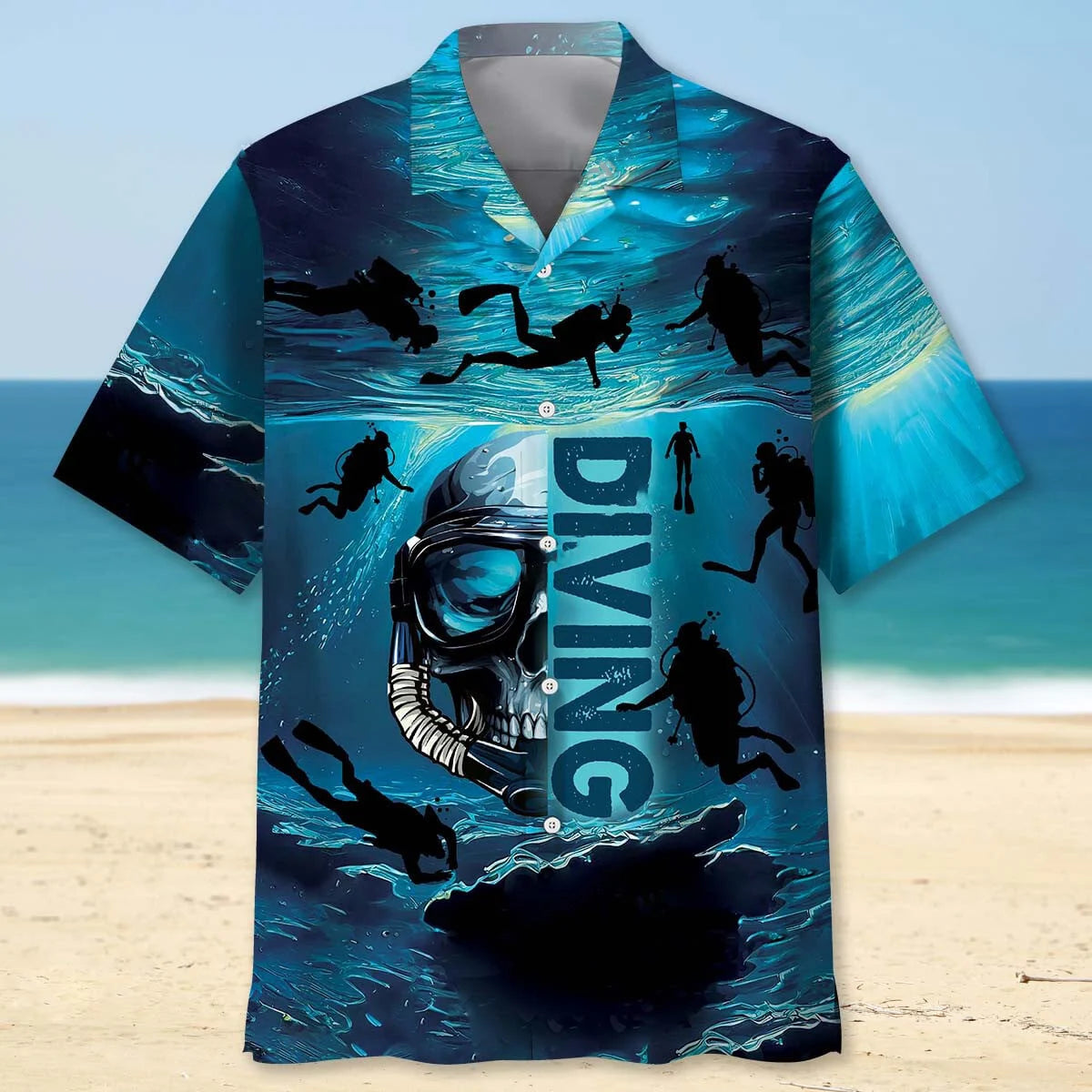 Skull Diving Hawaiian Shirt, custom shirt gift for men (view 3)