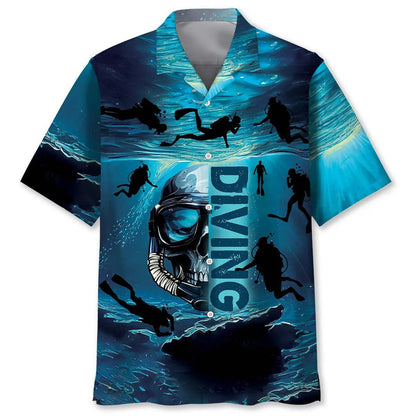 Skull Diving Hawaiian Shirt, custom shirt gift for men (view 4)