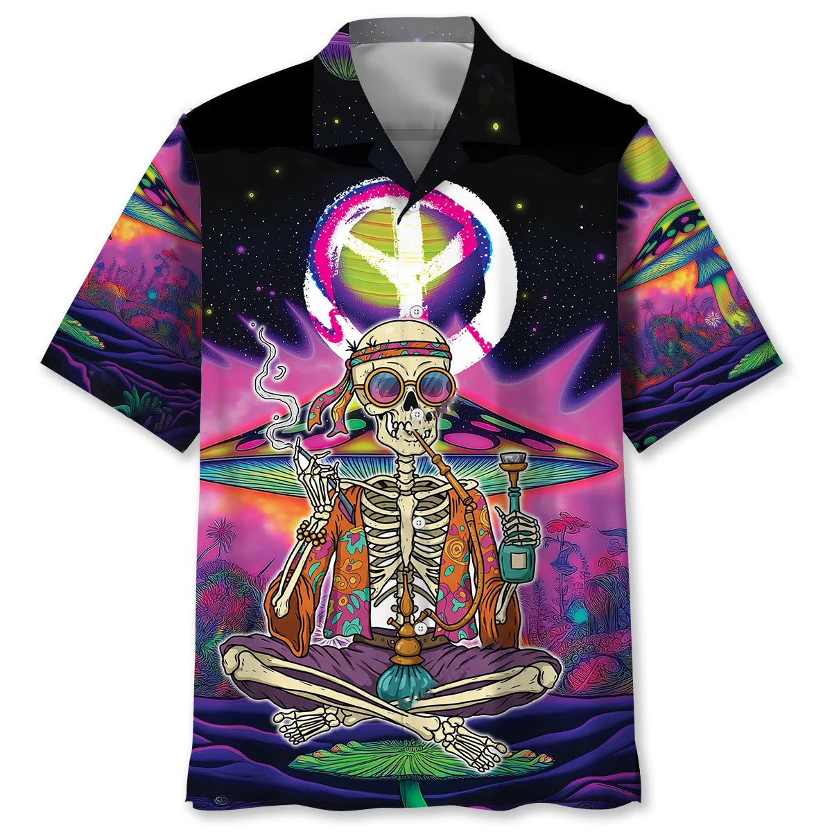 Skull Hippie Style Hawaiian Shirt, custom shirt gift for men