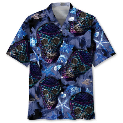 Skull Mermaid Hawaiian Shirt, custom shirt gift for men (view 4)