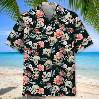 Skull Roses Hawaiian Shirt, custom shirt gift for men