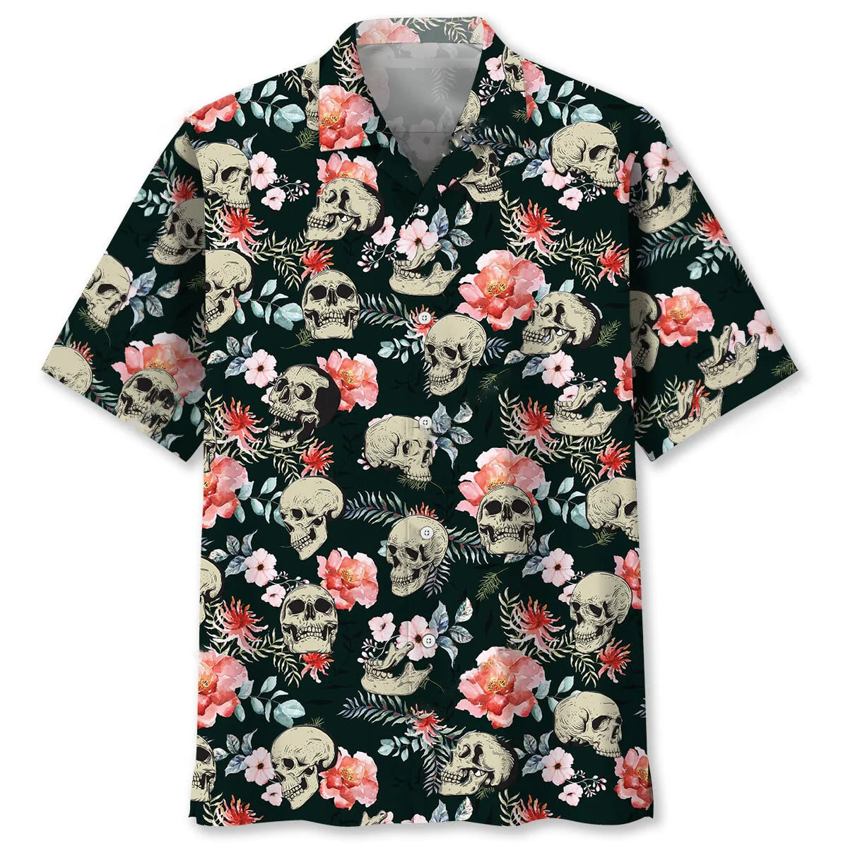 Skull Roses Hawaiian Shirt, custom shirt gift for men (view 2)