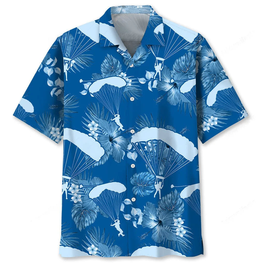 Skydiving Blue Hawaiian Shirt, custom shirt gift for men