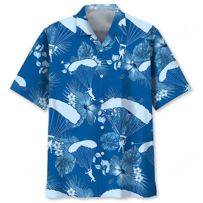 Skydiving Blue Hawaiian Shirt, custom shirt gift for men