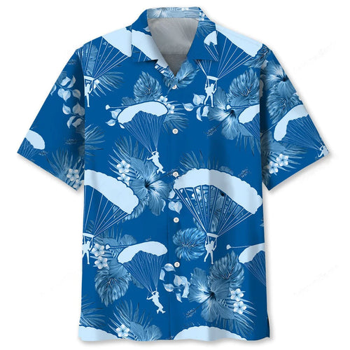 Skydiving Blue Hawaiian Shirt, custom shirt gift for men