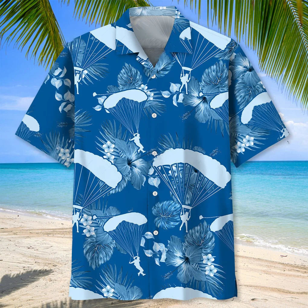 Skydiving Blue Hawaiian Shirt, custom shirt gift for men (view 2)