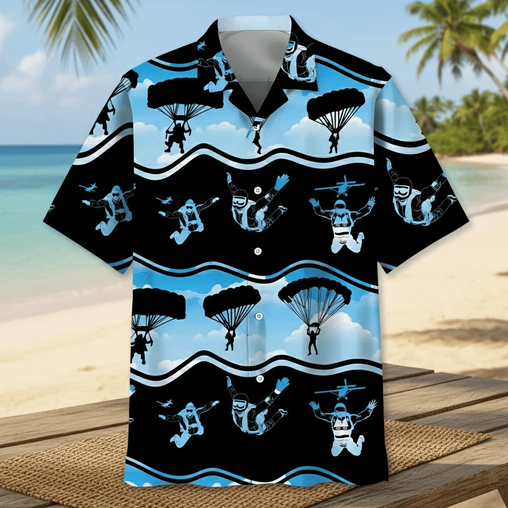 Skydiving Blue Hawaiian Shirt, custom shirt gift for men (view 4)