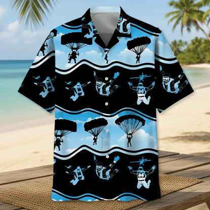 Skydiving Blue Hawaiian Shirt, custom shirt gift for men (view 4)