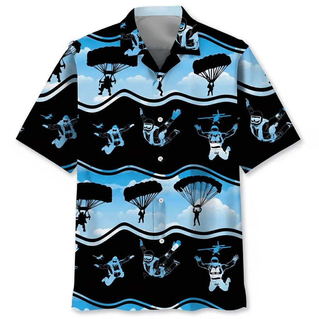 Skydiving Blue Hawaiian Shirt, custom shirt gift for men (view 5)