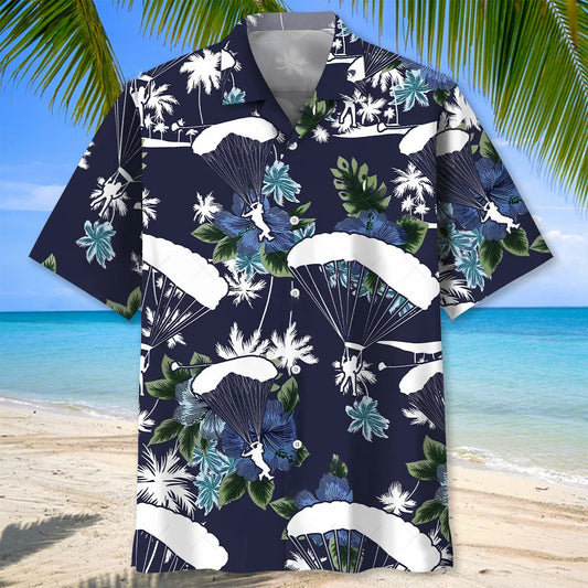 Skydiving Blue Nature Hawaiian Shirt, custom shirt gift for men
