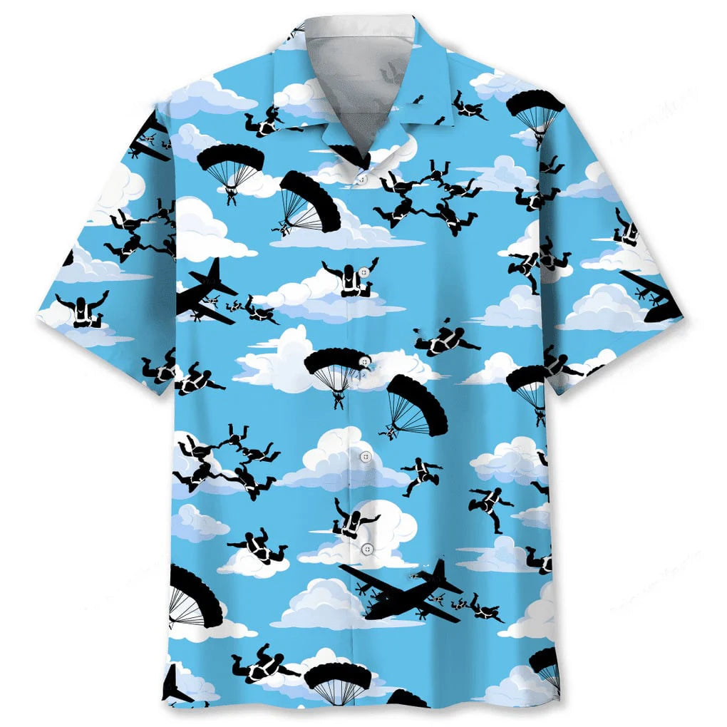 Skydiving Blue Sky Hawaiian Shirt, custom shirt gift for men