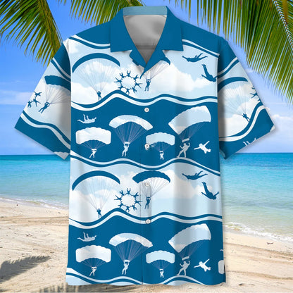 Skydiving Blue Sky Hawaiian Shirt, custom shirt gift for men (view 4)