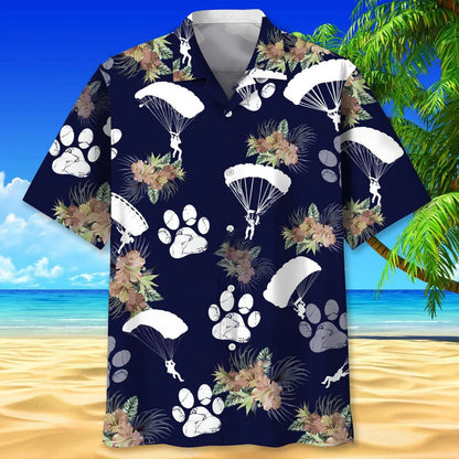 Skydiving Dog Tropical Hawaiian Shirt, custom shirt gift for men