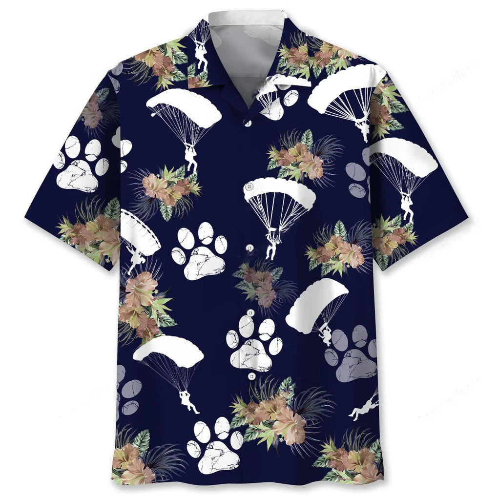 Skydiving Dog Tropical Hawaiian Shirt, custom shirt gift for men (view 2)