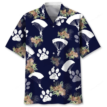 Skydiving Dog Tropical Hawaiian Shirt, custom shirt gift for men (view 2)