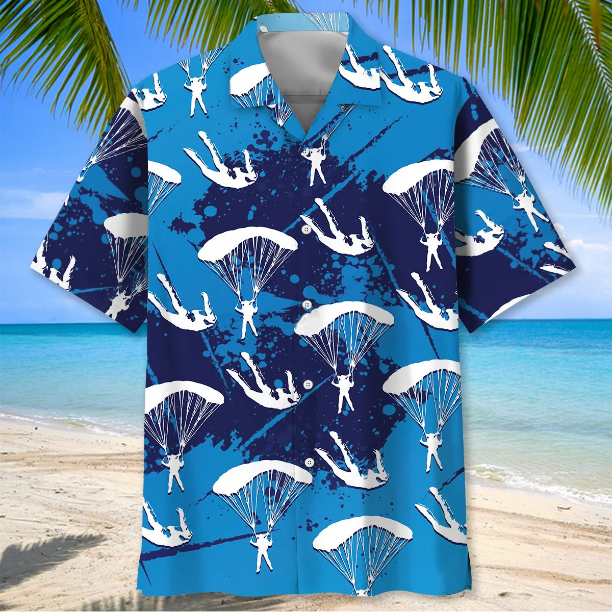 Skydiving Grunge Hawaiian Shirt, custom shirt gift for men (view 2)