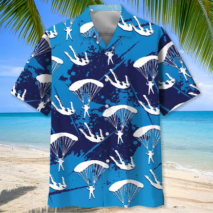 Skydiving Grunge Hawaiian Shirt, custom shirt gift for men (view 2)