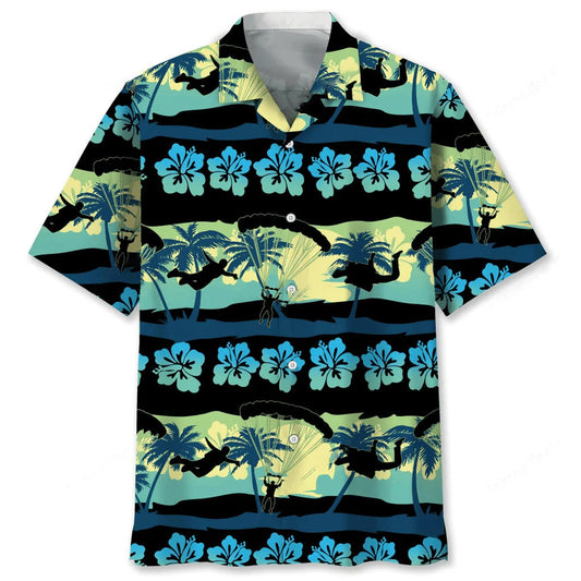 Skydiving Nature Beach Hawaiian Shirt, custom shirt gift for men