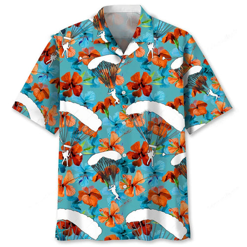 Skydiving Nature Tropical Hawaiian Shirt, custom shirt gift for men