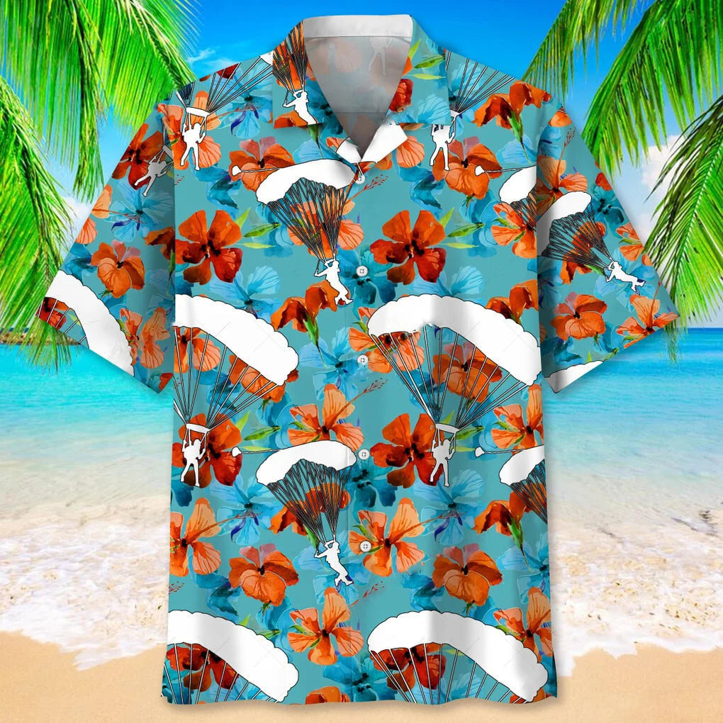 Skydiving Nature Tropical Hawaiian Shirt, custom shirt gift for men (view 2)