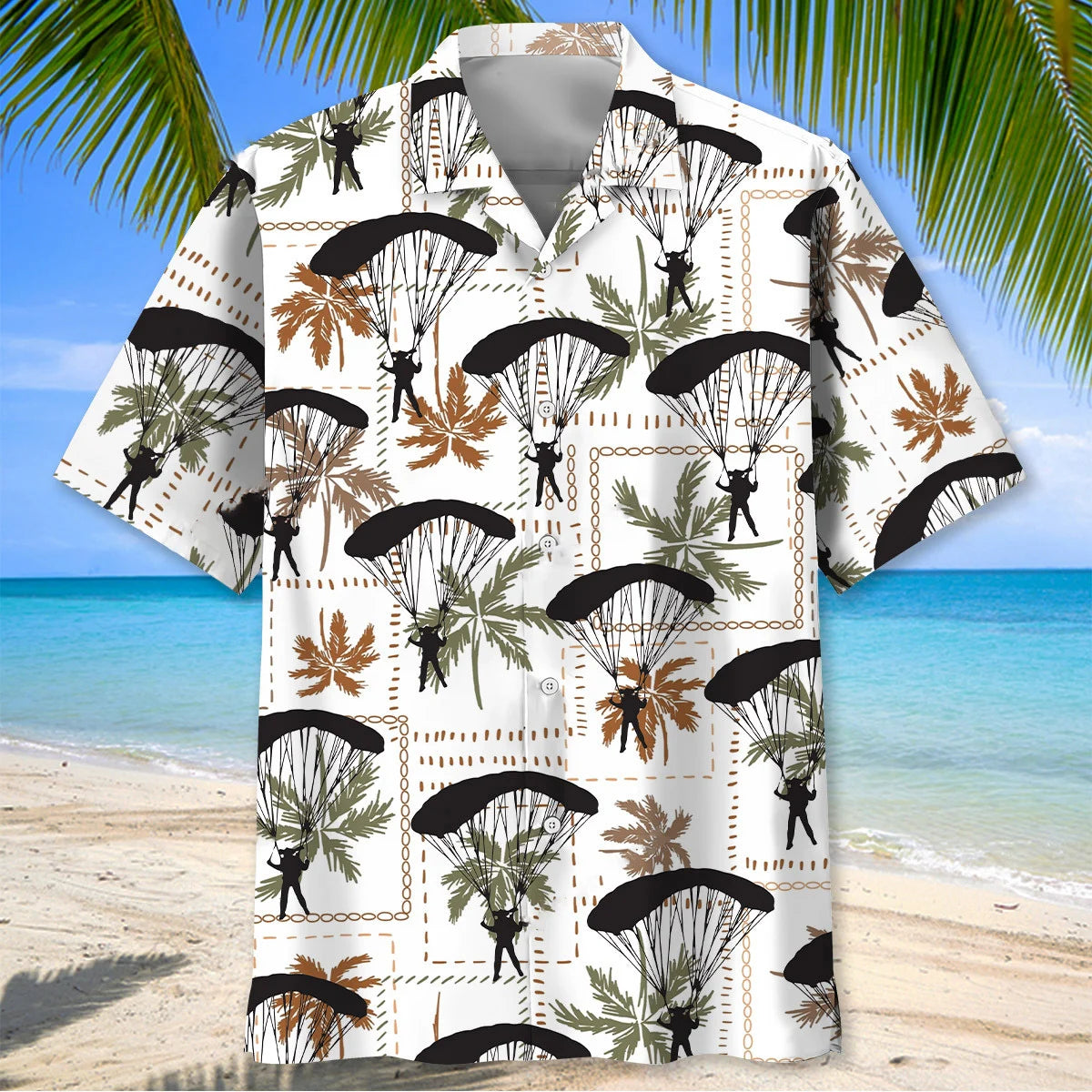 Skydiving Palm Tree Hawaiian Shirt, custom shirt gift for men (view 2)